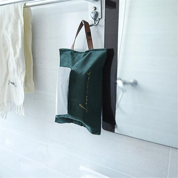 

wall hanging tissue bag car back seat paper towel case embroidered velvet fabric napkin dispenser holder home vehicle wipes bag