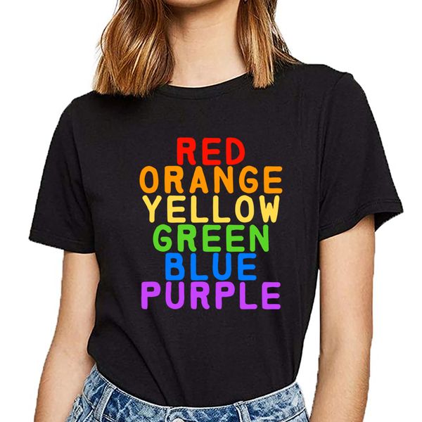 

t shirt women lgbt rainbow colors humor white custom female tshirt