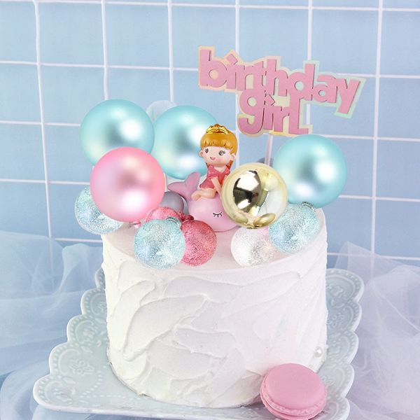 

ins wind net red cake decoration colorful frosted bright bak accessories ing ball plastic ball three-piece baking plug-in accessories yvnvp