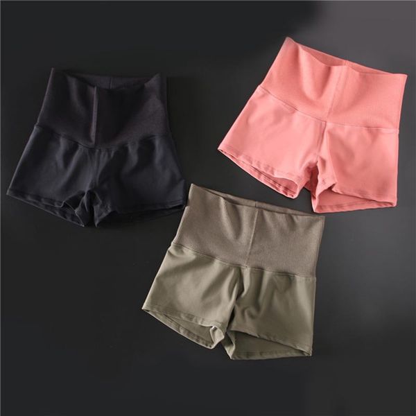 

comfy wide ребро waistband спорт фитнес шорты женщины seamleass высокой талией workout бег шорты slim fit quick dry gym, White;red