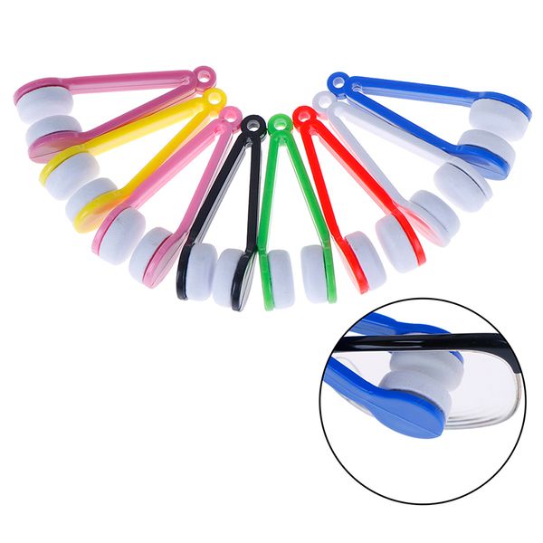 

mini eyeglass sunglasses cleaner sun glasses glass cleaner cleaning limpiador brochas spectacles clean brush tool, Silver