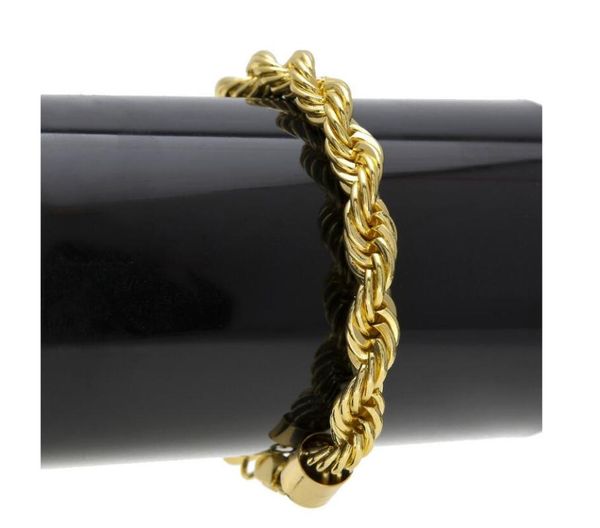 

2020 labster clasp gold silver color 1cm*22cm hip hop mens rope chain bracelet wide, Black