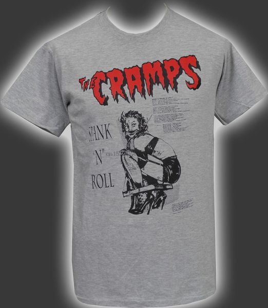 

mens grey t-shirt the cramps spank n roll garage lux interior bondage s-5xl