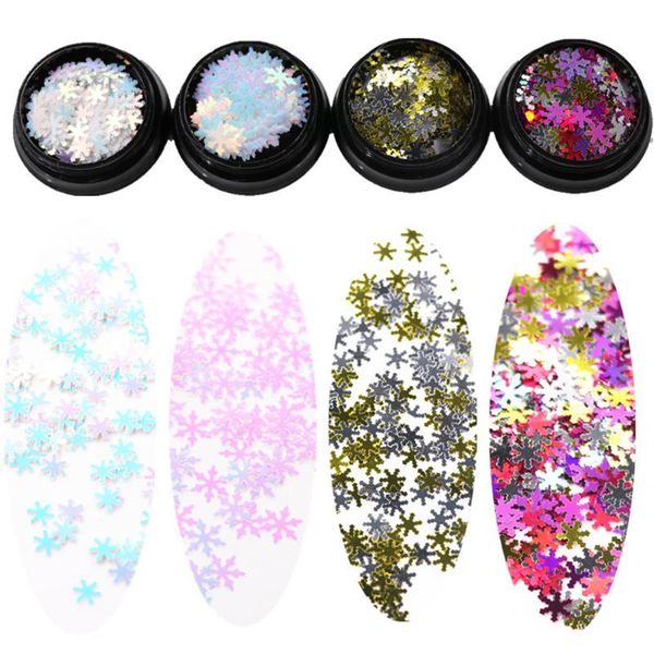 

1pcs christmas snowflake sequins manicure nail glitters mixed design nail art decorations diy charm accessories tool tslm1, Silver;gold