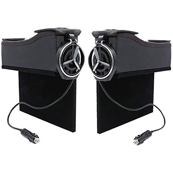 

2 side pocket storage bags leather car seat filler space storage box with coin box, bottle cup holder and 2 usb charging ports c