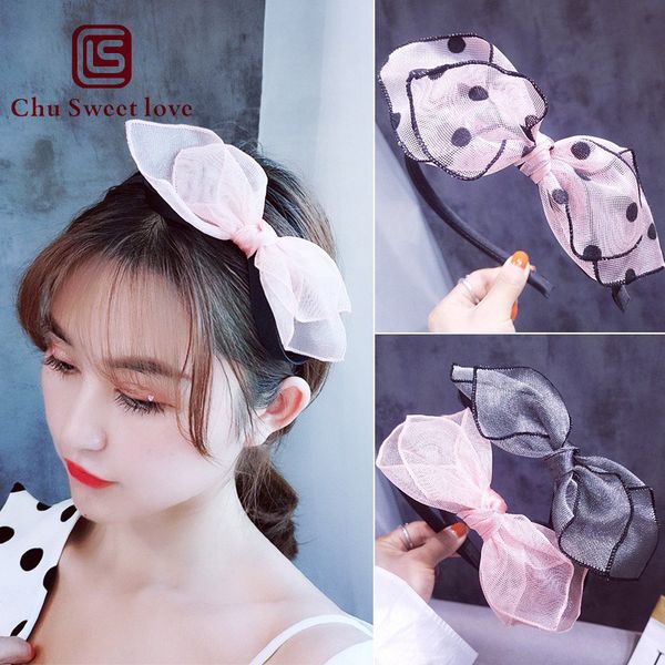 

beautiful bow dot printing children headbands princess hair bands girls hair bows scrunchie ribbon handmade hair accessories, Pink