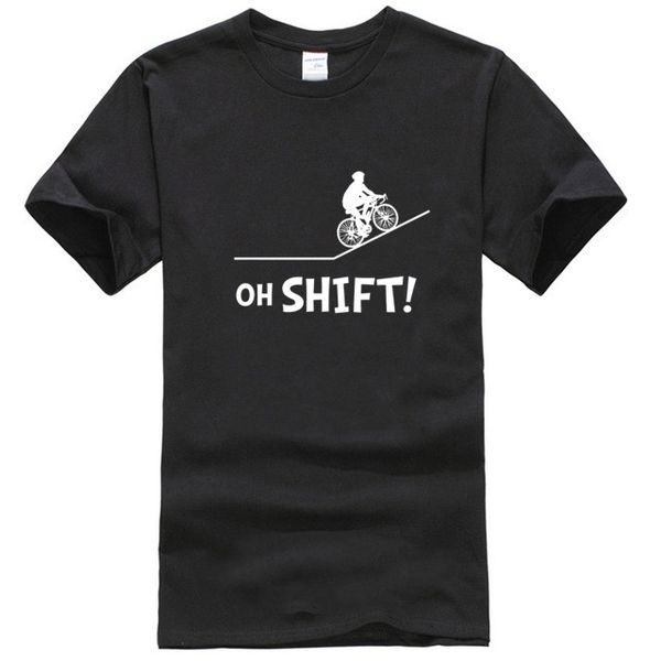 

oh shift funny bicycle t-shirt for men t shirts black white mens summer clothing biker tees cotton tshirt school