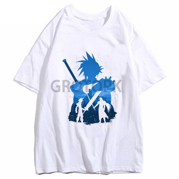 

аниме tshirt cloud strife mens игры final fantasy vii ff7 ​​футболки белый с коротким рукавом o-образным вырезом топы тис рубашки сефирот su