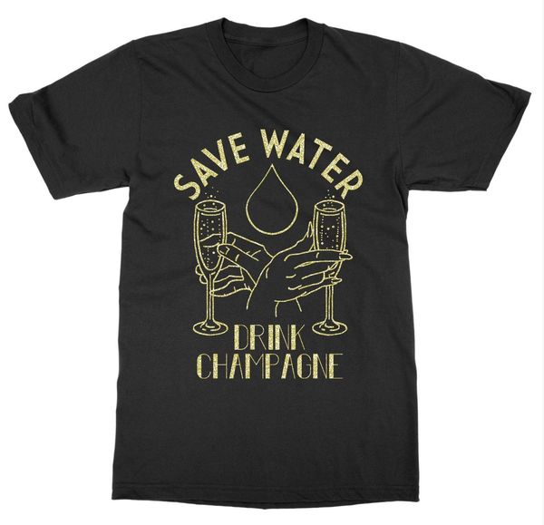 

short sleeve for men clothing summer save water t-shirt champagne bubbly drunk tee shirt