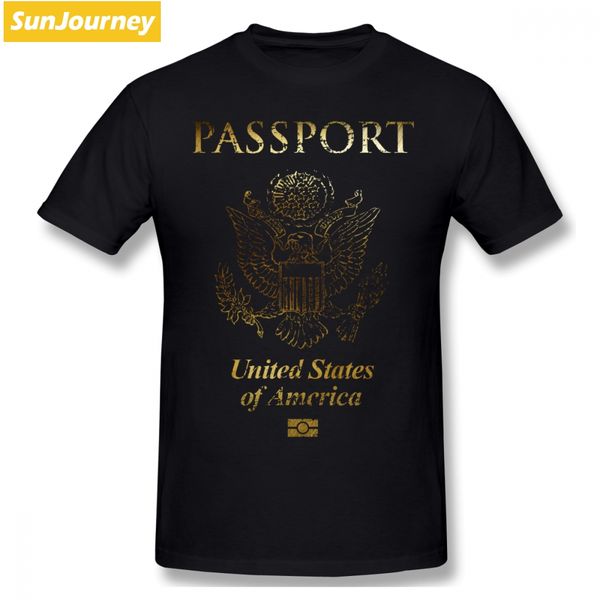 

usa vintage passport men t shirt big size cotton crewneck custom short sleeve clothes for men