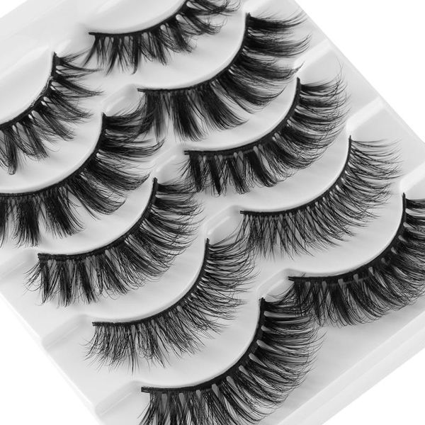 

5 pairs mixed styles soft false eyelashes with 2/10ml glue 3d mink hair wispies natural long lashes handmade strips lashes