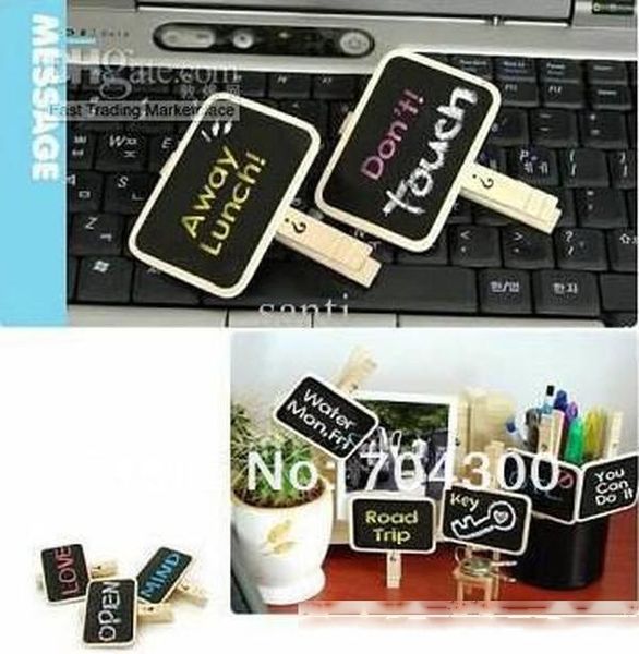 

wedding party decorations canddy tag price tag food mark mini clip peg wooden small blackboard chalkboard