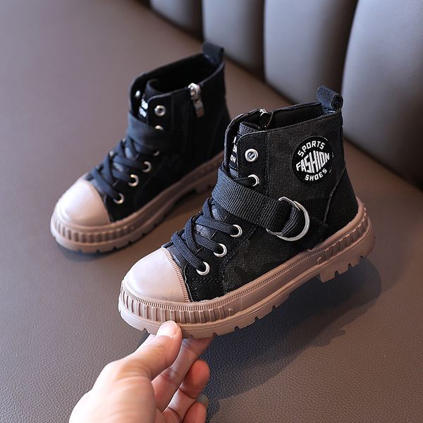 

fashion kids boys martin boots 2020 autumn new children' boots girls canvas boys sport shoes non-slip syy172, Black;grey