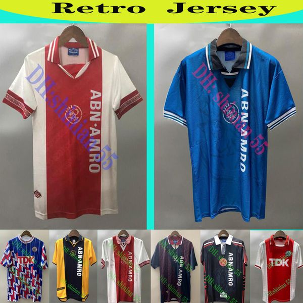 

1994 95 ajax retro soccer jersey rijkaard kluivert litmanen de boer seedorf davids seedorf overmars vintage classic football shirt, Black;yellow