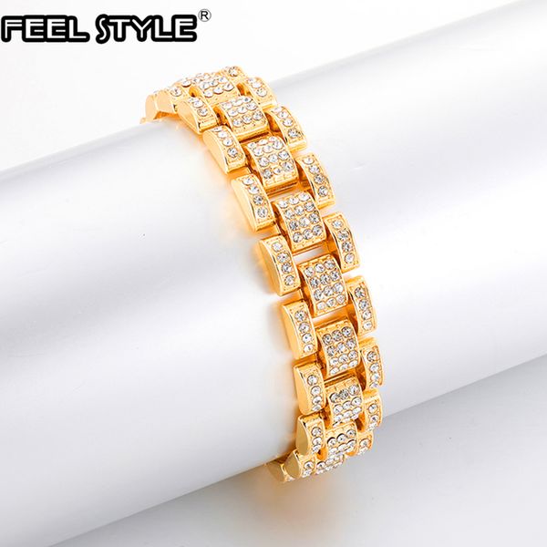 

полный стразы iced out bling золото смотреть band цепочка браслеты браслеты для мужчин рэппер hip hop jewelry, Black