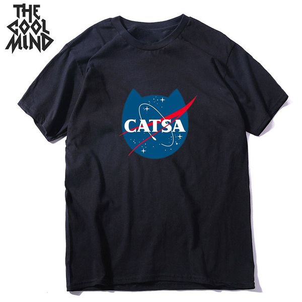 

coolmind 100% cotton catsa print cool cat t shirt loose men tshirt summer men cat t-shirt o-neck men tee shirts