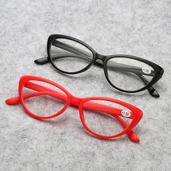 

sunglasses 2021 fashion cat eye reading glasses plastic women presbyopic eyewear men prescription ultra light +1.0 2.0 3.0 4.0, White;black