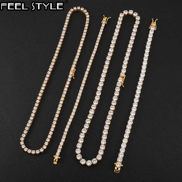 

1set 4/5/6mm 46cm bling iced out stainess steel zircon tennis chain charm link chain bracelet necklace for men hip hop jewelry, Silver