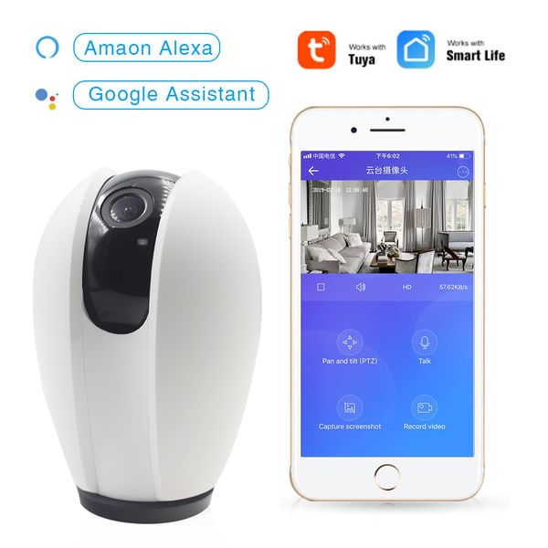 

Degree 1080P Eye Wifi Camera Panorama View Two Way Audio Motion Detection by IOS Android Tuya APP 10m IR distance