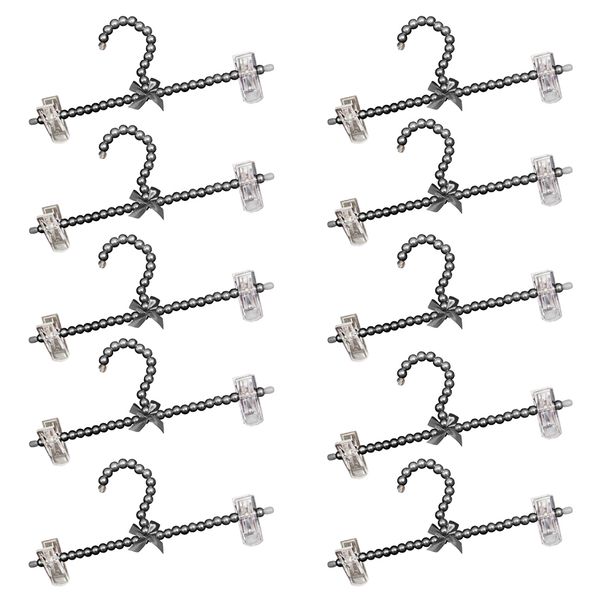 

10pcs pearl black beaded clip hanger clothes trouser 30cm household organization