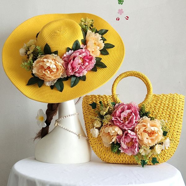 

original customized rattan summer beach bag women fahsion weave straw tote handbag colorful bohemia style hat suit pgraph