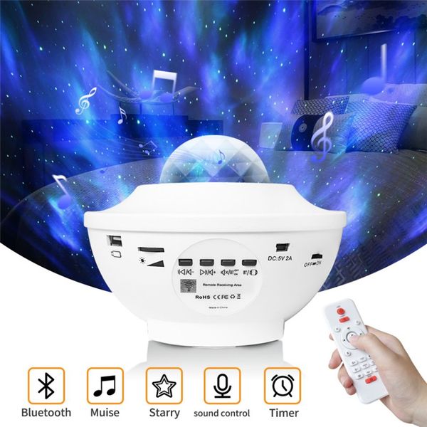 

удаленный лазерный ночной свет led music starry sky projector usb-плеер голосовой контроль bluetooth динамик красочный для комнаты galaxy ла