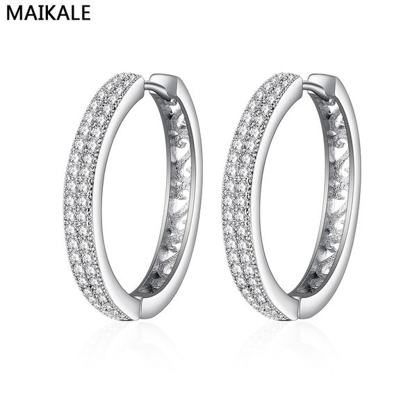 

hoop & huggie maikale simple korean earrings cubic zirconia big for woman temperament gold fashion jewelry, Golden;silver
