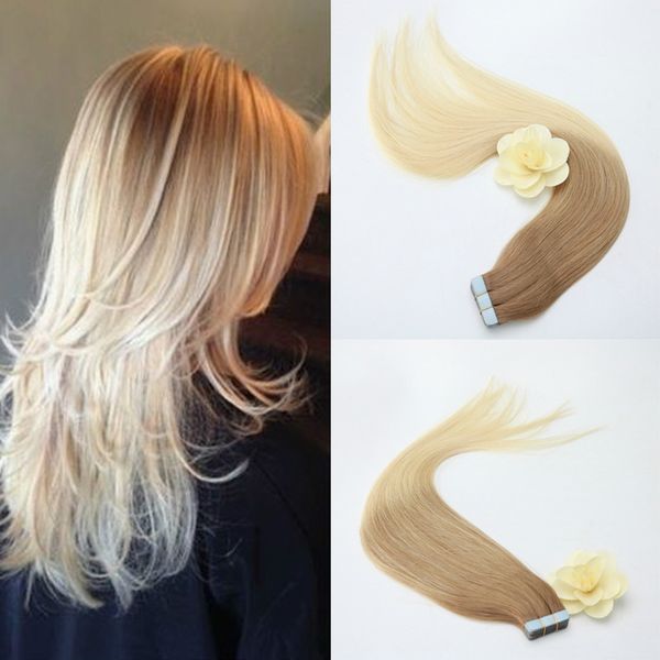 

fashion blonde human hair weave in stock pu skin weft remy hair tangle color t6 24 types brazilian hair, Black