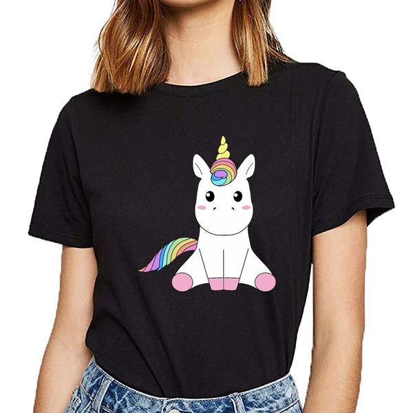 

t shirt women rainbow unicorn funny harajuku short female tshirt