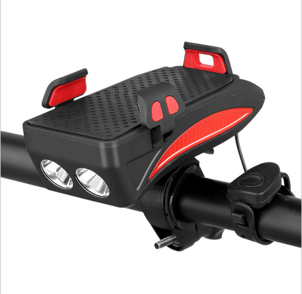 

2000mah/4000mah 4 in 1 bike front lights bicycle waterproof led wheel lights usb bike horn phone holder powerbank