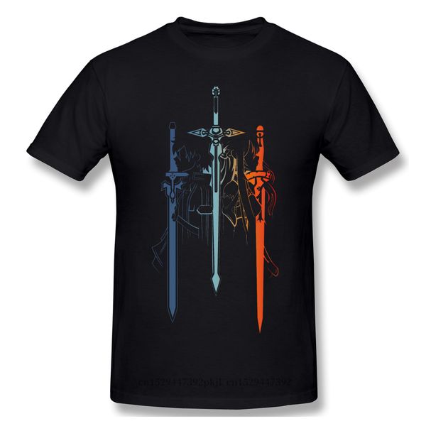 

kirito and asuna funny t-shirt men summer cotton t shirt sword art online sao death game crew neck 2020