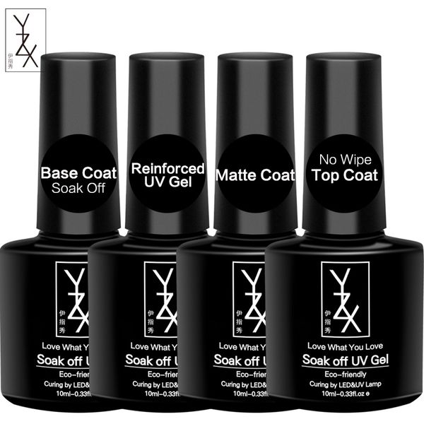 

nail gel yzx basic 4 bottles/set base&uv coat soak off 10ml matte lacquer gelpolish manicure reinforced long lasting, Red;pink