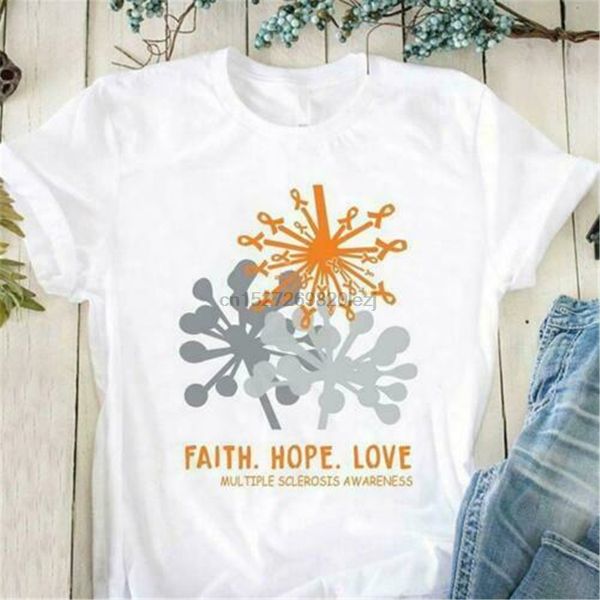 

faith hope love multiple sclerosis awareness ladies t-shirt white 2xl 6xl tee shirt