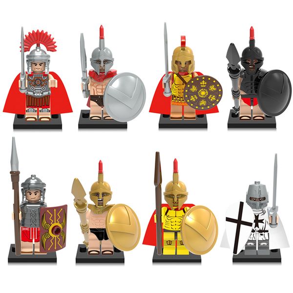 

middle ages medieval ancient rome gladiatus sparta centurion spartacus crusader rome commander mini action figure building blocks toy