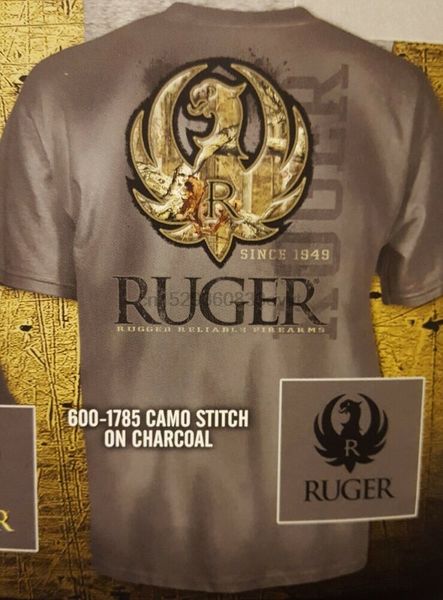 

ruger camo stitch mens t-shirt charcoal l xl