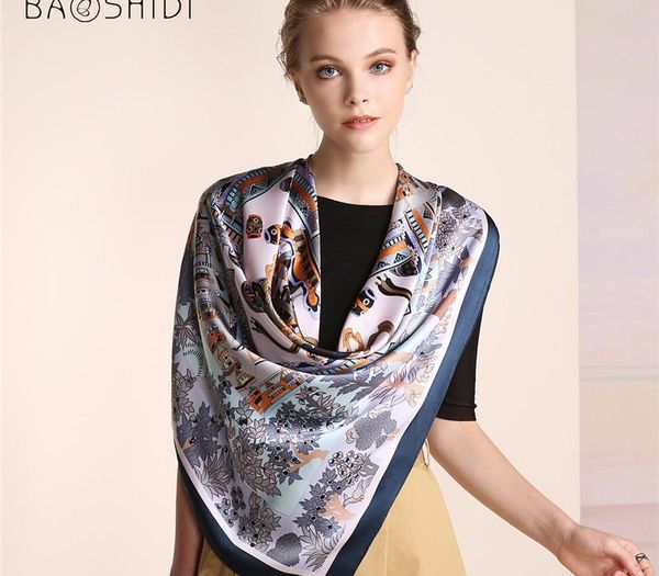 

baoshidi]2020 autumn new arrival,16m  women 100%silk scarf ,square pure scarves,traditional chinese scarfs, Blue;gray