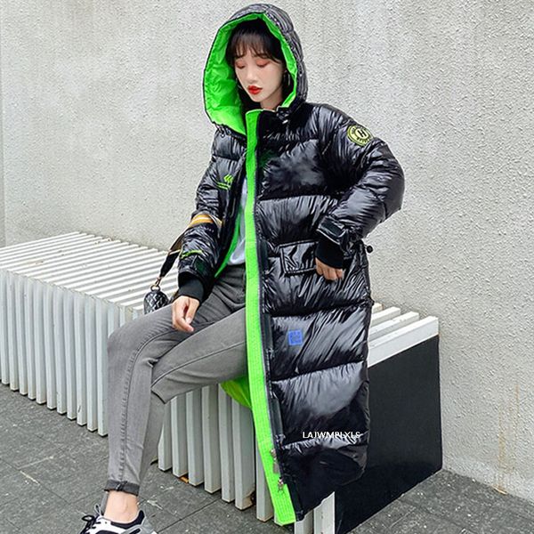 

women's down & parkas 2021 winter thick jacket long parka women bright waterproof overcoat loose warm cotton coat hooded yrf359, Black