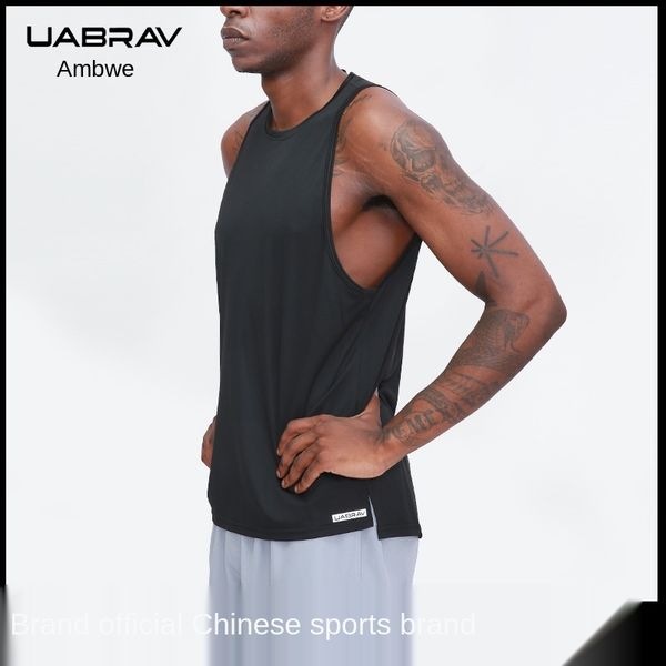 

running jerseys uabrav sports vest men's fitness quick-drying sleeveless solid color outdoor basketball training hurdle, Black;blue