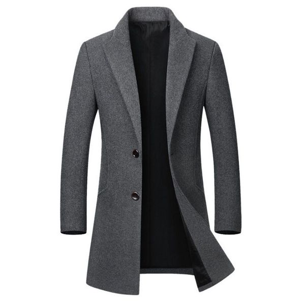 

winter wool jacket men's high-quality wool coat casual slim collar coat men's long cotton collar trench, Tan;black