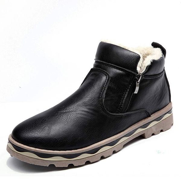 

men's leisure winter boots korean edition fashion men's snow boots with cotton leather student's winter, Black