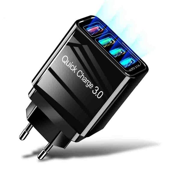 

cgjxs 4usb ports qc 3 .0 wall charger 3 .1a quick charger for iphone samsung s10 plus fast charging eu us plug travel charger