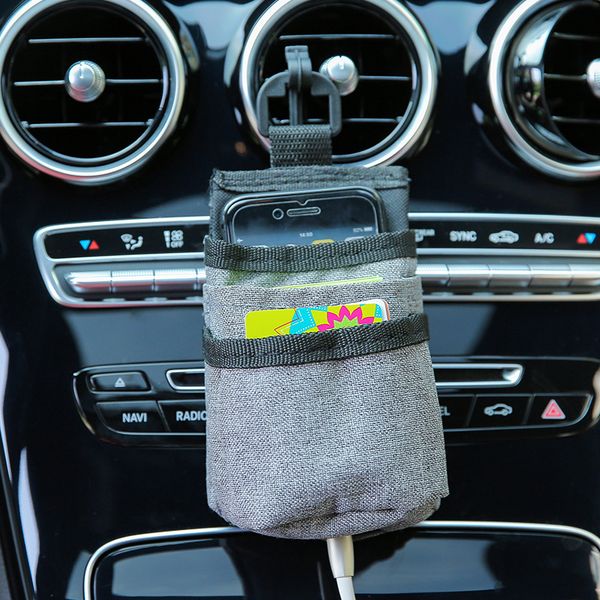 

car storage organizer box oxford bag hanging holder outlet vent stowing tidying in auto phone pocket bucket bag car accessories