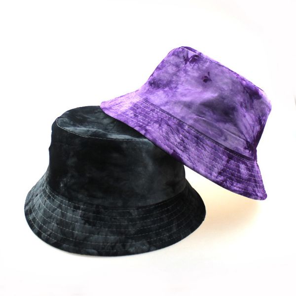 

tie-dyed ink painting pattern double-sided wearing bucket hat men street trend hats women basin cap visor fisherman hat hip-hop