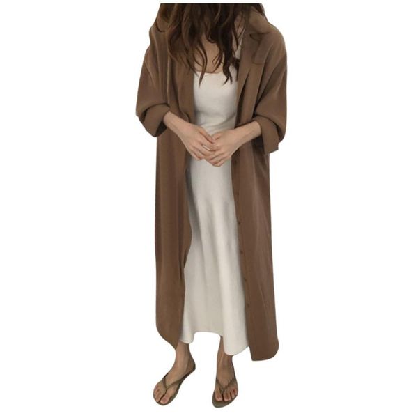 

chamsgend 2020 autumn trench coat new women's casual vintage slim windbreaker washed overcoat outwear loose clothing 1028, Black