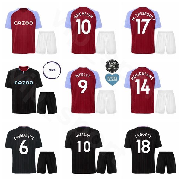 

20-21 aston villa soccer 21 anwar el ghazi jersey set 10 jack grealish 7 john mcginn matt targett frederic guilbert football shirt kits, Black