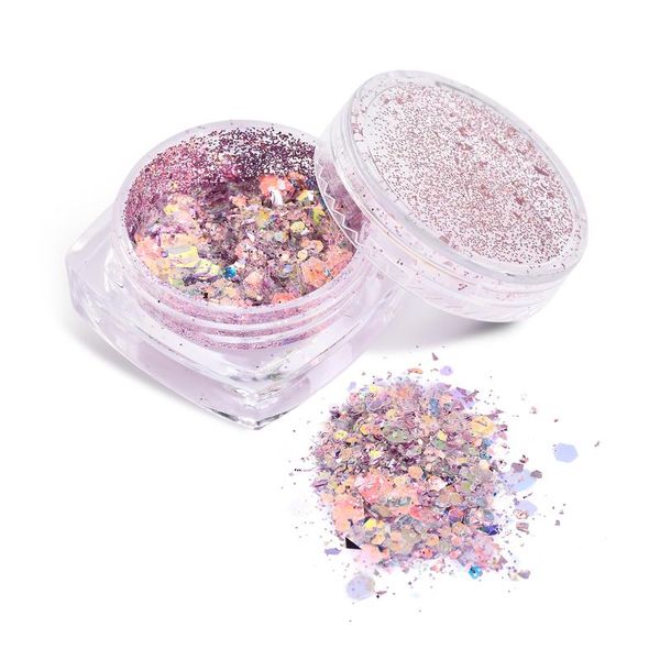

nail glitter 8 pcs set mermaid art decoration accessories powder flakes shiny charms pigment dust diy golden holographic, Silver;gold