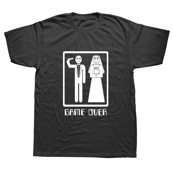 

game over wedding marriage bachelor party funny t shirts men summer cotton harajuku short sleeve o neck streetwear black t-shirt
