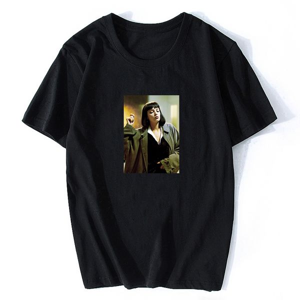 

mia smoking t shirt quentin tarantino movie pulp fiction film t shirt men/women shirt black green streetwear cotton tees