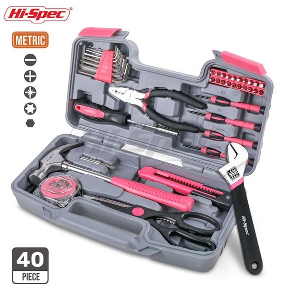 

hi-spec pink lady tool set household repari hand tool kit gift diy tools for women lady gril wit plastic toolbox