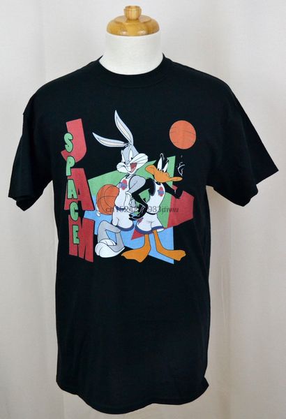 

space jam t-shirt looney tunes bugs bunny daffy duck graphic tee black nwt
